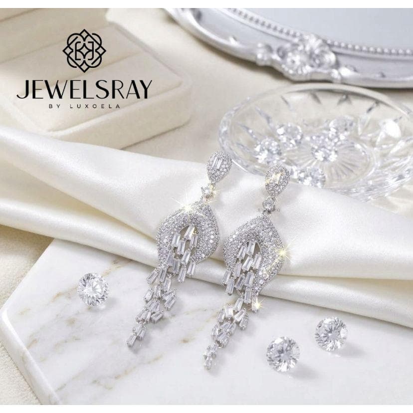Anting Pesta Luxor Earrings Perhiasan Tunangan Lamaran Kawin Fancy Wedding Elegant Engagement Married Bridal Jewelsray CZ Luxoela