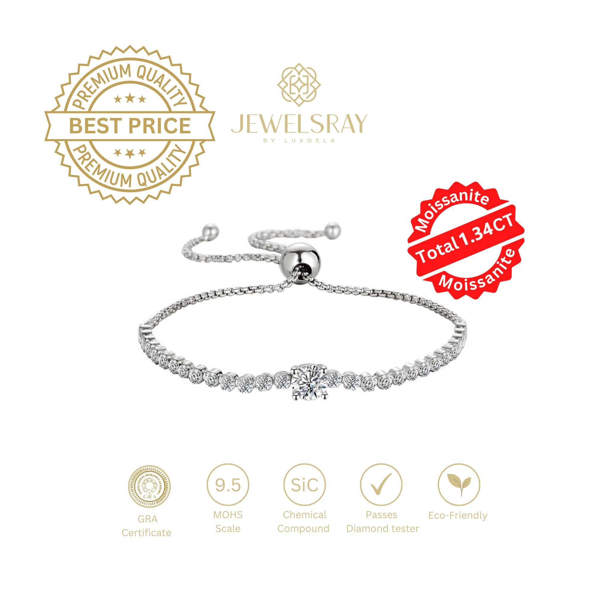 Gelang Tennis Jemma Moissanite Bracelet Diamond Look Tunangan Kawin