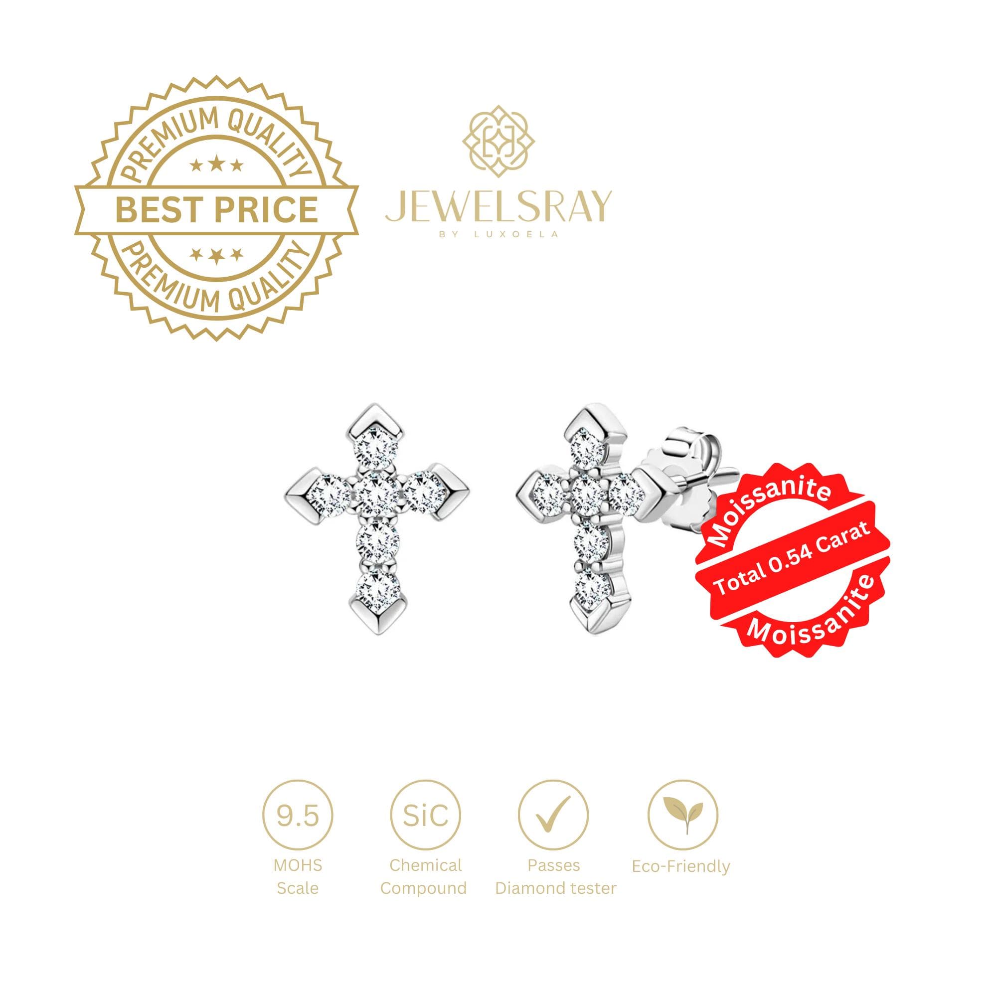 Anting Cross Salib Moissanite Earrings Diamond Look