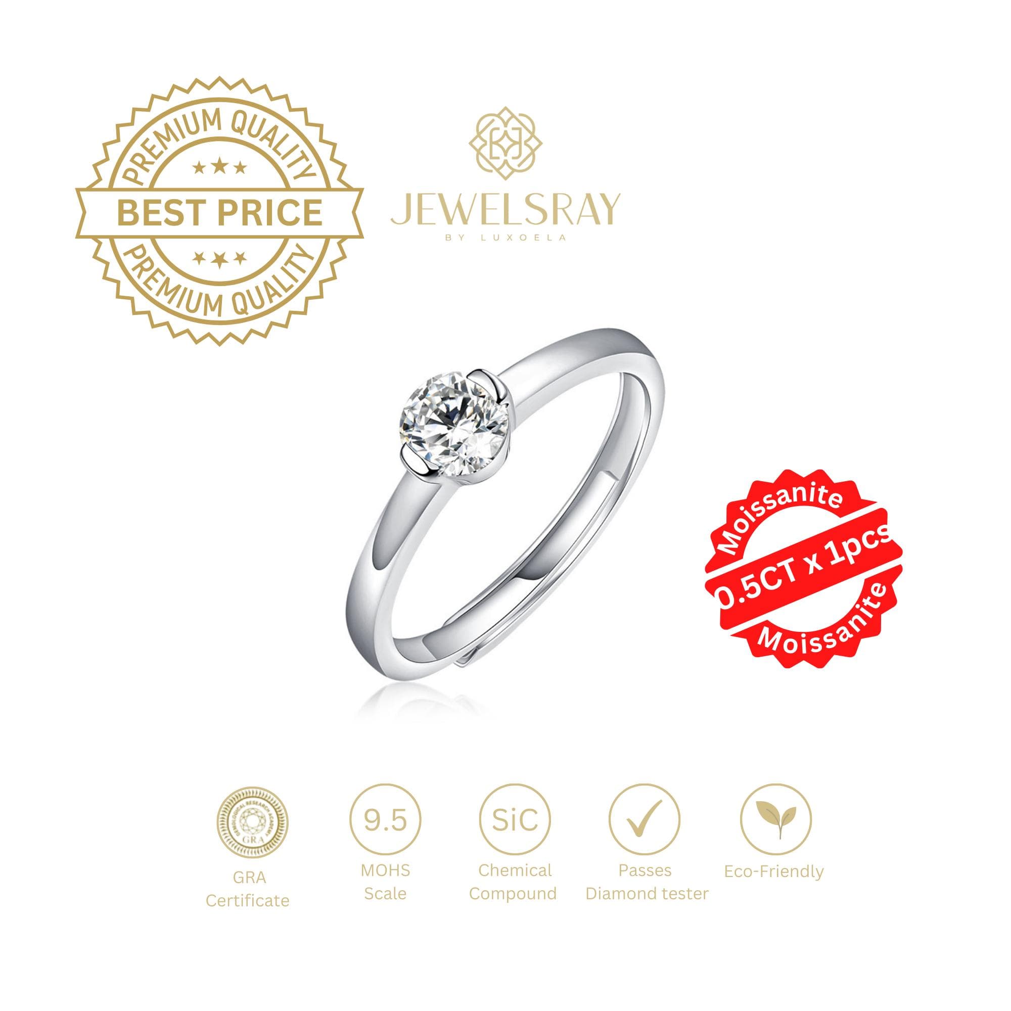 Cincin Kawin Tissa Moissanite Ring Adjustable Diamond Look Lamaran