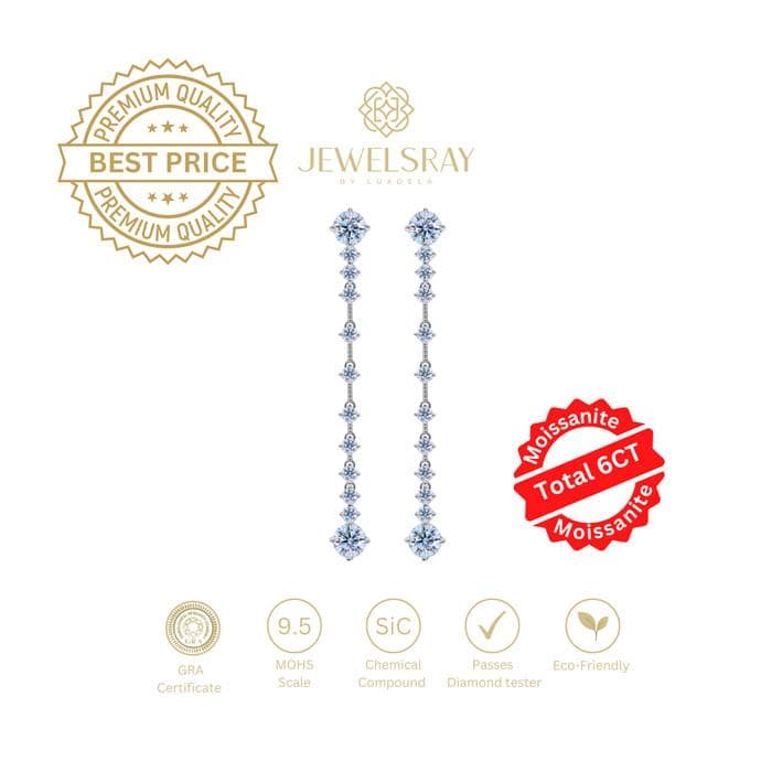 Anting Super Gillian Moissanite Earring Diamond Look Lamaran Kawin