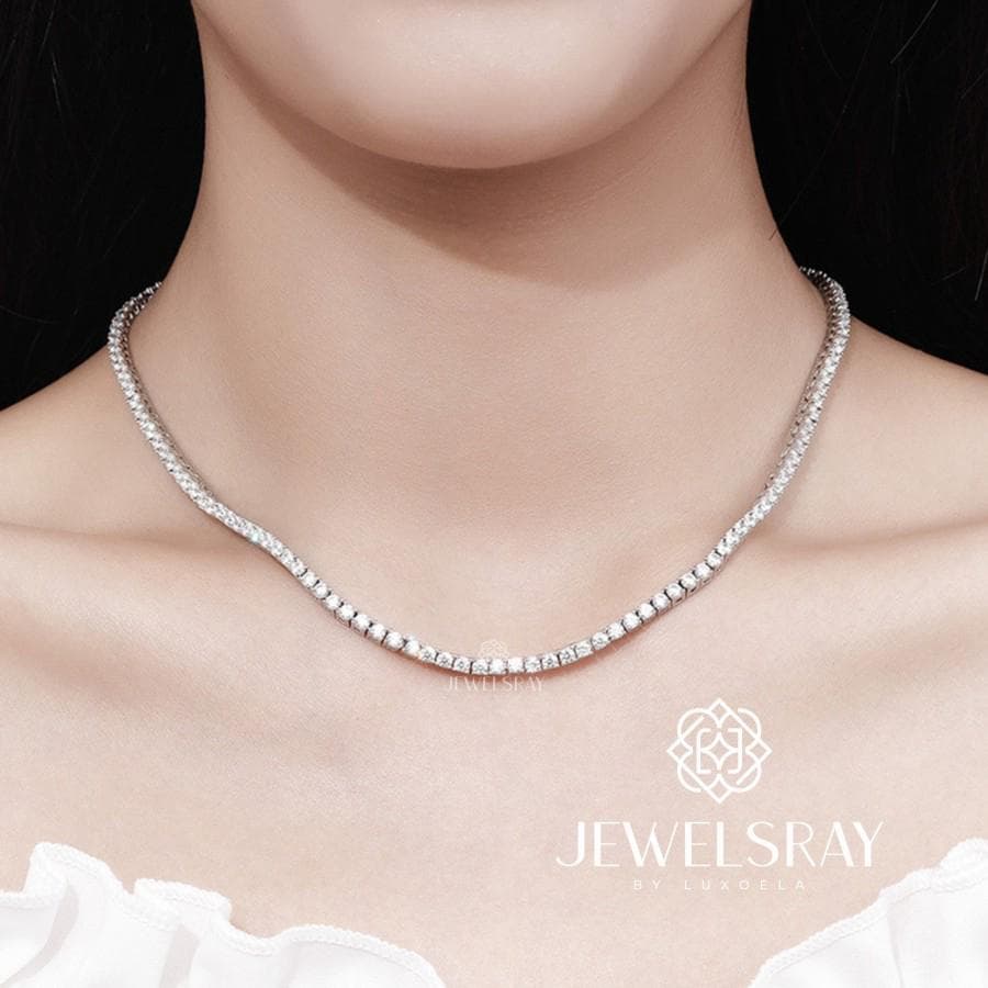 Kalung Tennis Moissanite Libertee Long Chain Necklace Fancy Elegant Bride Jewels