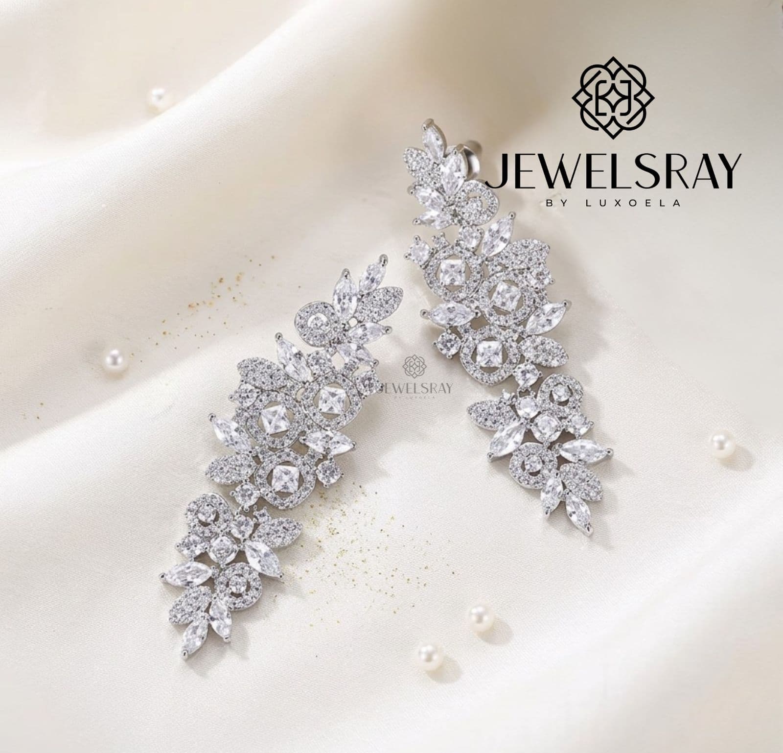 Anting Pesta Daegu Earrings Perhiasan Tunangan Lamaran Kawin Fancy Wedding Elegant Engagement Married Bridal Jewelsray CZ Luxoela