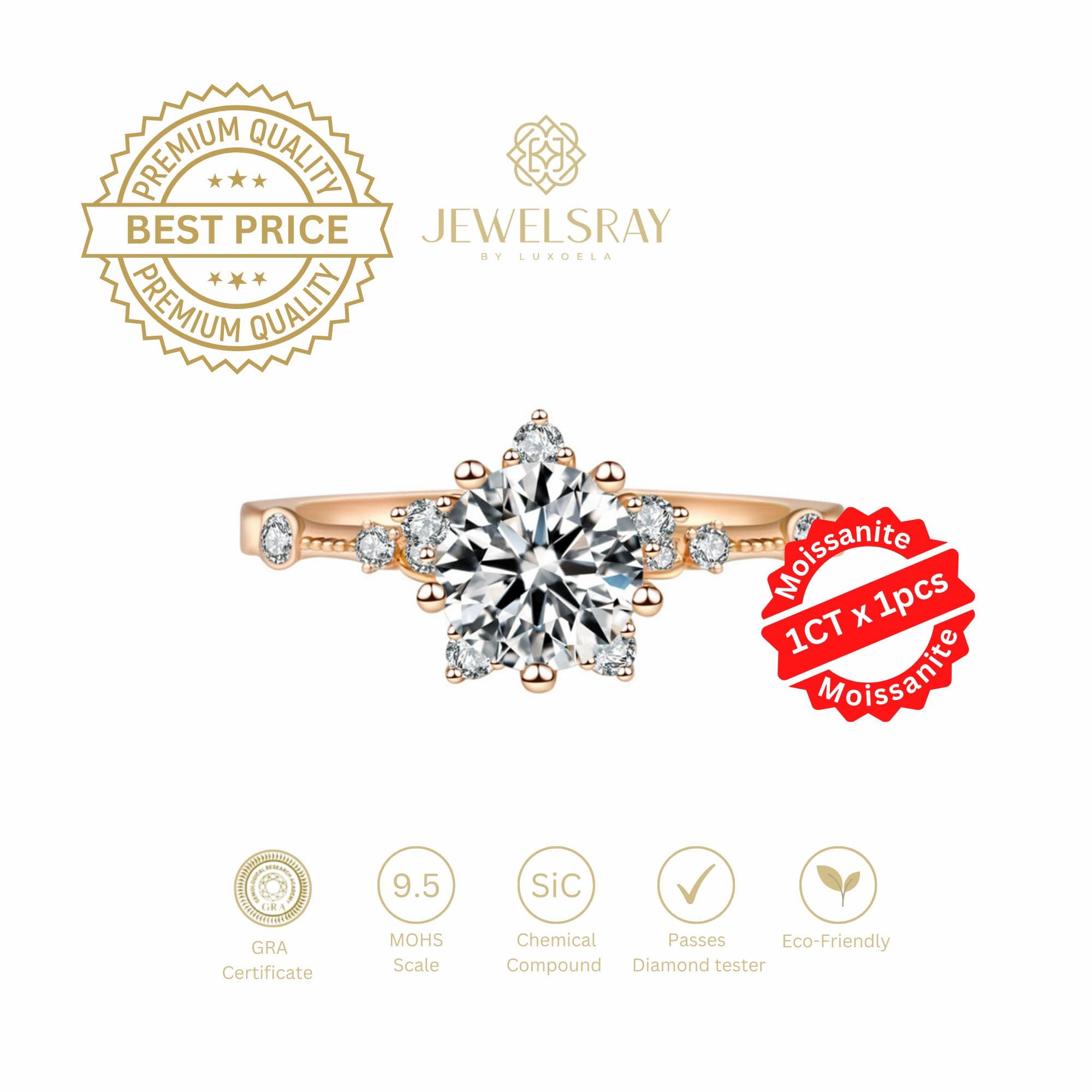 Cincin Kawin Stella Moissanite Ring Adjustable Diamond Look Lamaran
