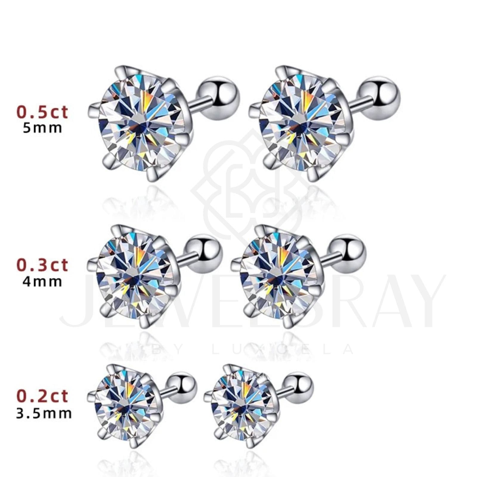 New Rory Screw Earrings Moissanite Anting Diamond Look Kawin Berlian