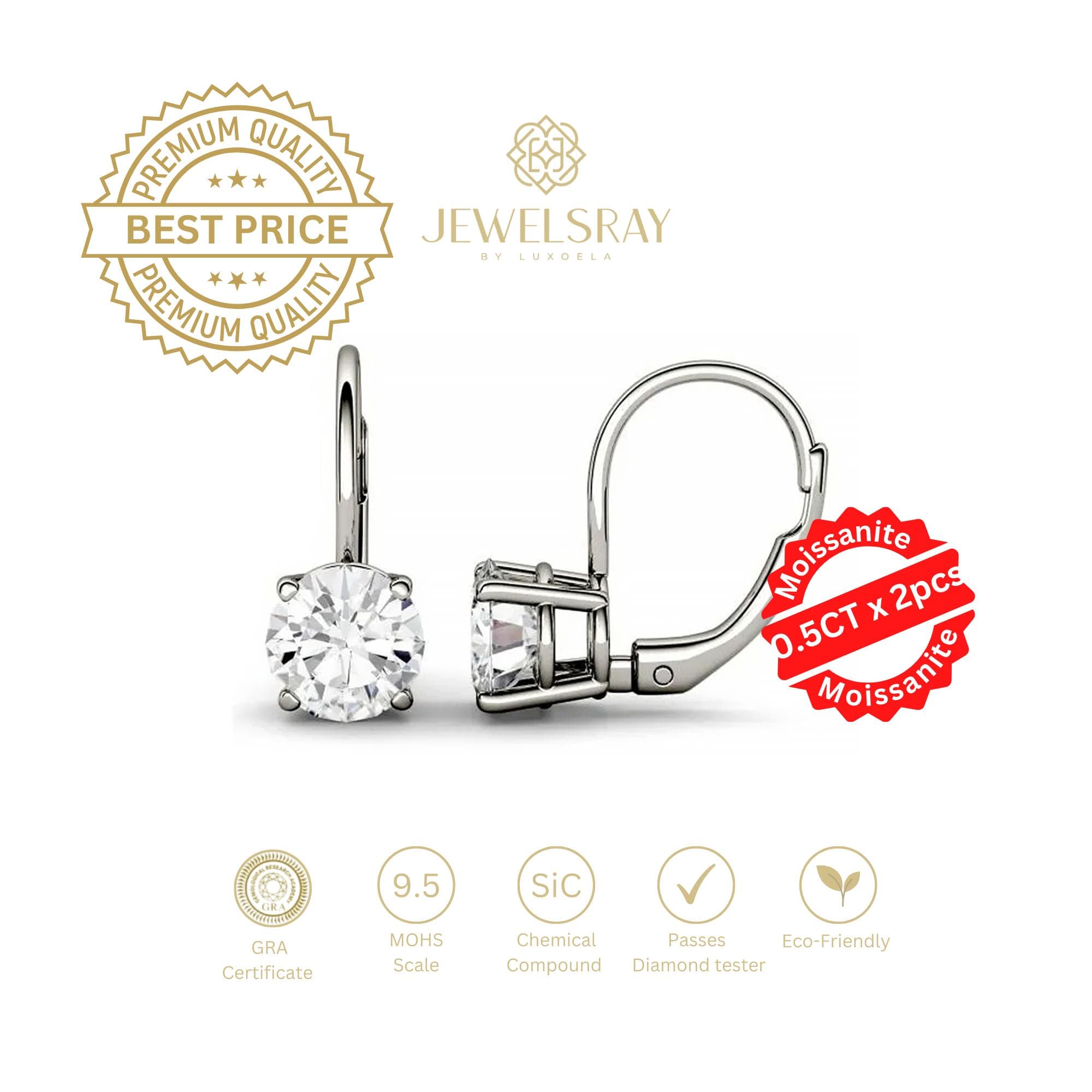 Anting Hira Moissanite Earrings Diamond Look Lamaran Kawin Tunangan