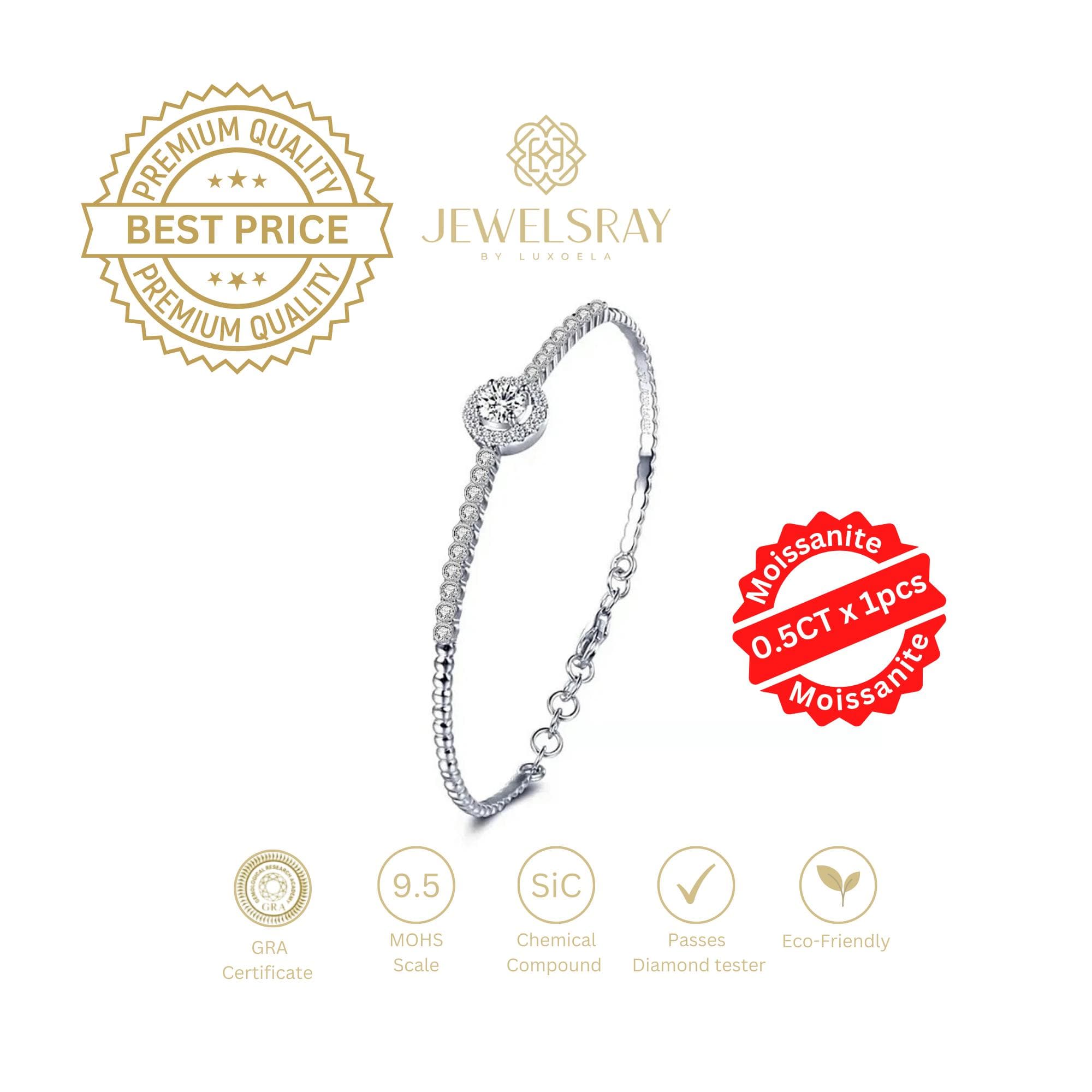 Gelang Bangle Halo Moissanite Bracelet Diamond Look Kawin Lamaran