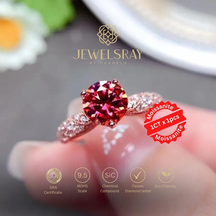 Cincin Kawin Alhambra Moissanite Ring Adjustable Diamond Look Lamaran