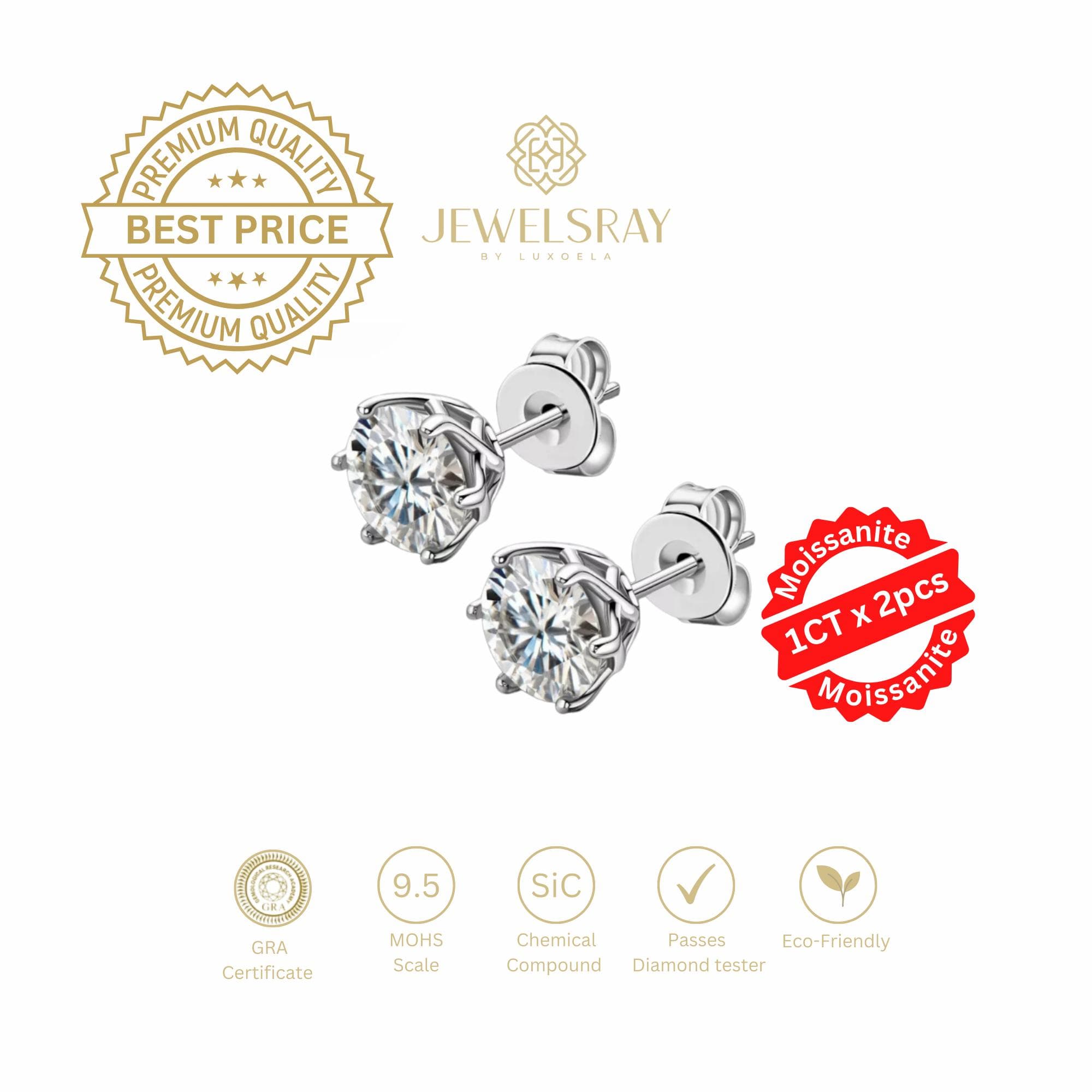 Rory Earrings - Moissanite Diamond Sertifikat GRA anting berlian