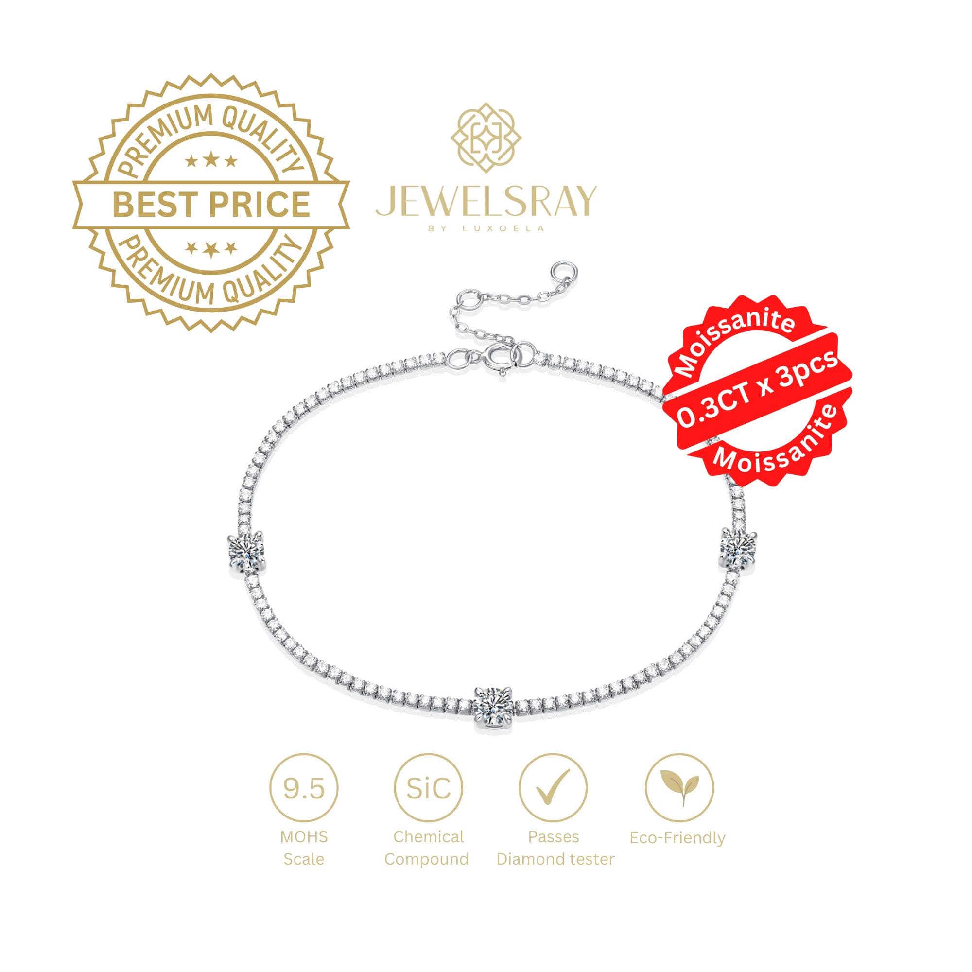 Gelang Izzie Moissanite Bracelet Diamond Look Tunangan Kawin Lamaran