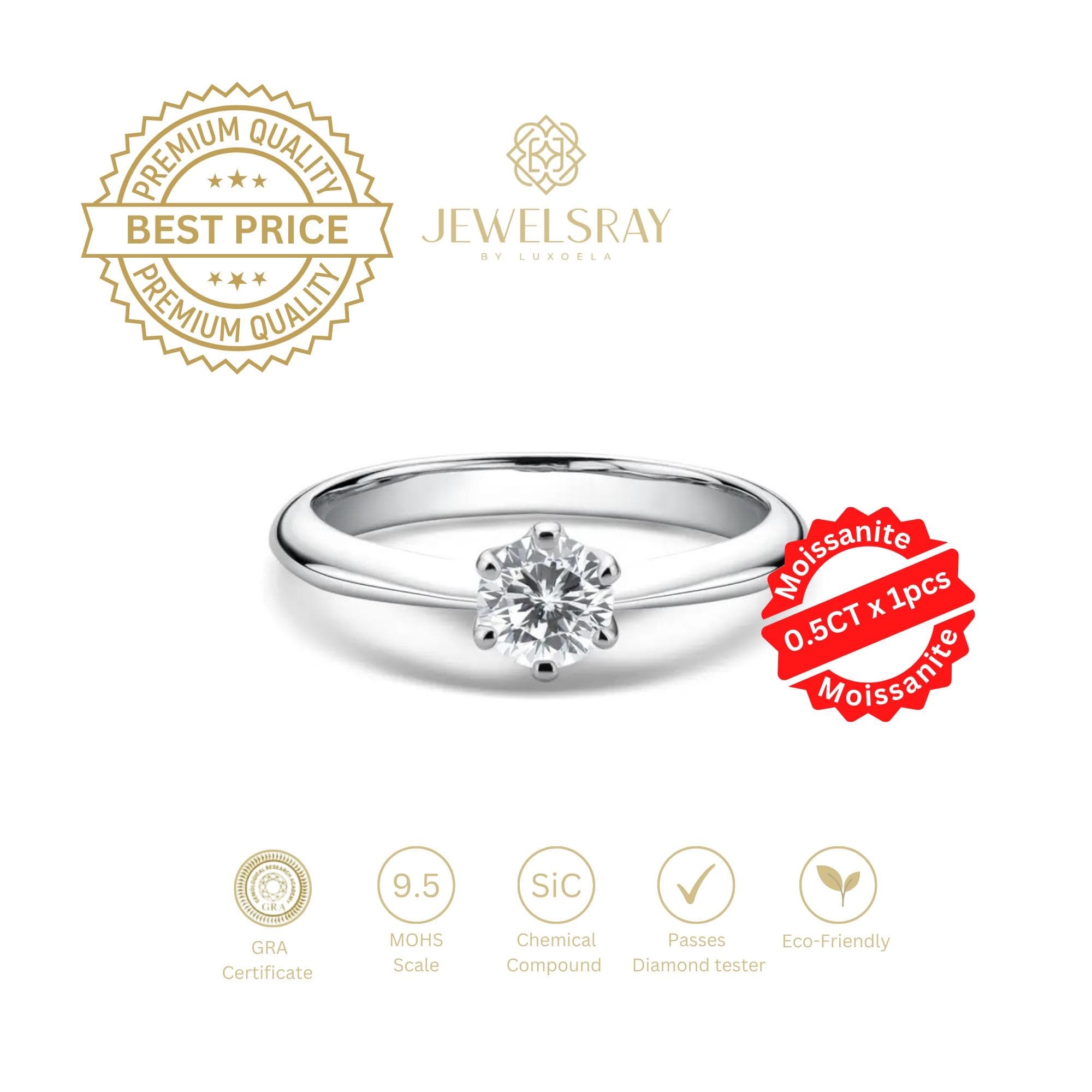 Cincin Kawin New Gaia 0.5 Carat Moissanite Ring Adjustable Diamond Look Lamaran