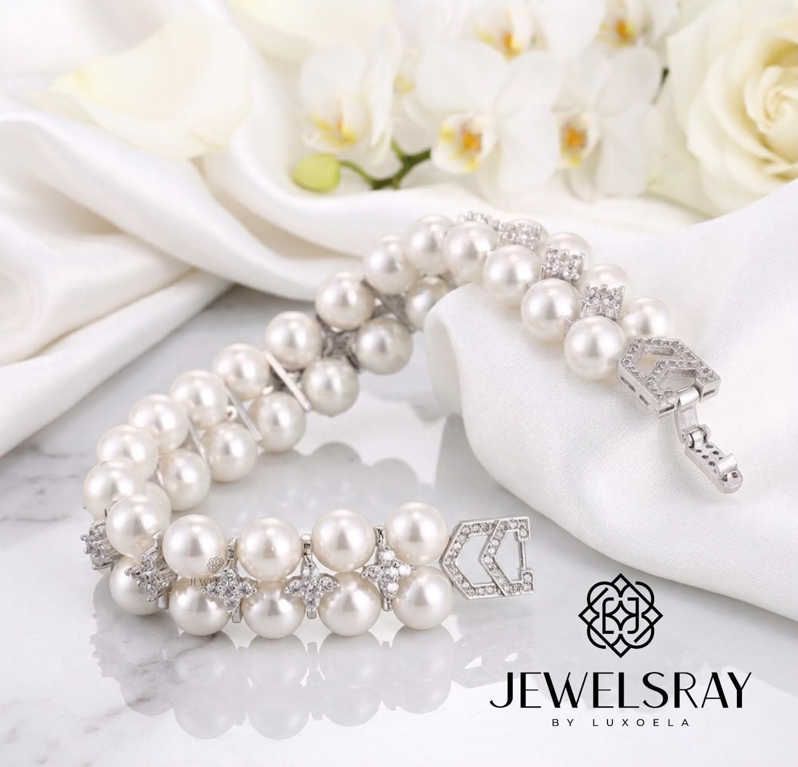 Gelang Pesta Mutiara Tongyeong Bracelet Perhiasan Elegant Fancy Jewelry Wedding CZ Jewelsray Luxoela