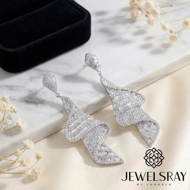 Anting Pesta Solana Earrings Perhiasan Tunangan Lamaran Kawin Fancy Wedding Elegant Engagement Married Bridal Jewelsray CZ Luxoela