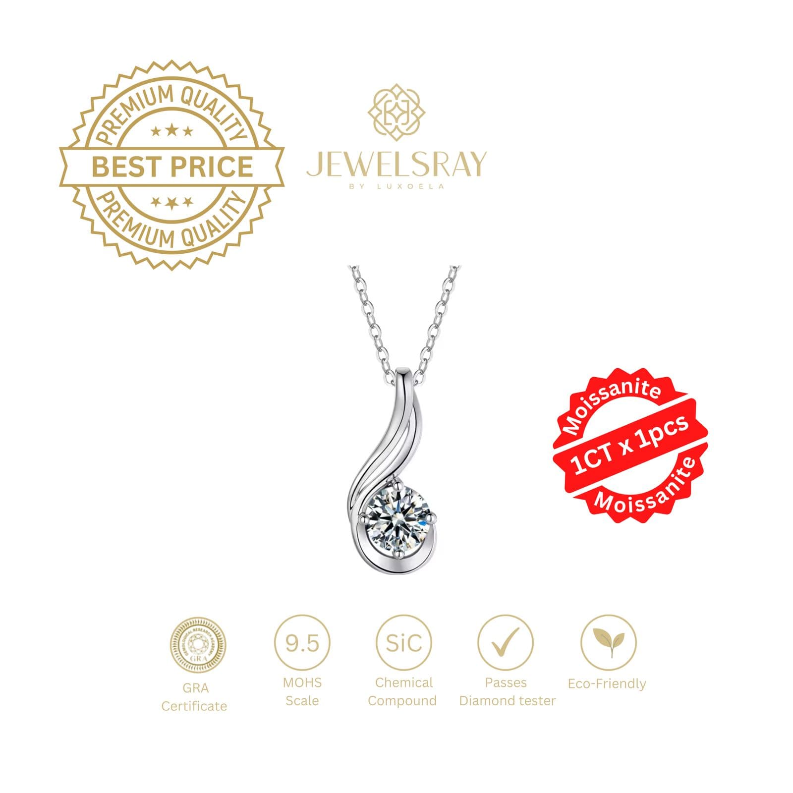 Melody Necklace - Moissanite Necklace Diamond Look Lamaran Kawin Tunangan