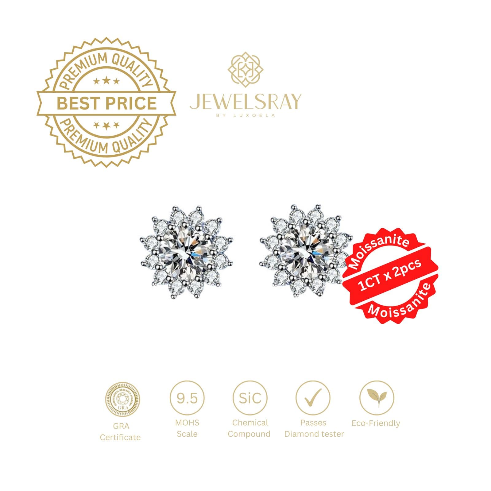 Anting Sunshine Moissanite Earrings Perhiasan Elegant Fancy Diamond Look Jewelry Kawin Tunangan Wedding Engagement Lamaran Married Bridal Jewelsray Intan Permata Luxoela