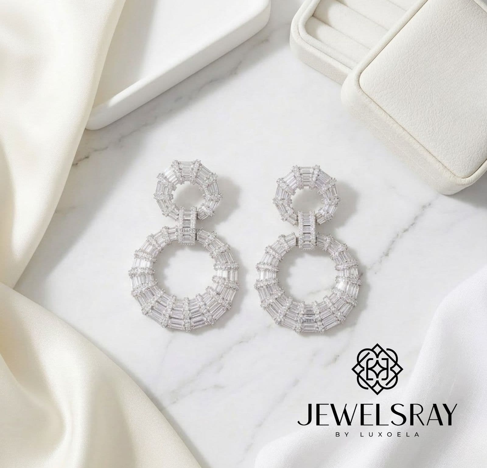 Anting Pesta Jeneva Earrings Perhiasan Tunangan Lamaran Kawin Fancy Wedding Elegant Engagement Married Bridal Jewelsray CZ Luxoela