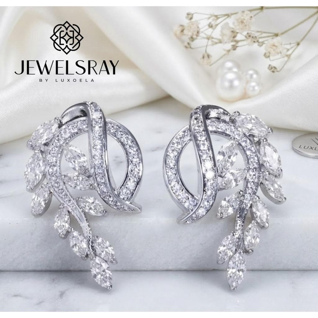 Anting Pesta Sapporo Earrings Perhiasan Tunangan Lamaran Kawin Fancy Wedding Elegant Engagement Married Bridal Jewelsray CZ Luxoela