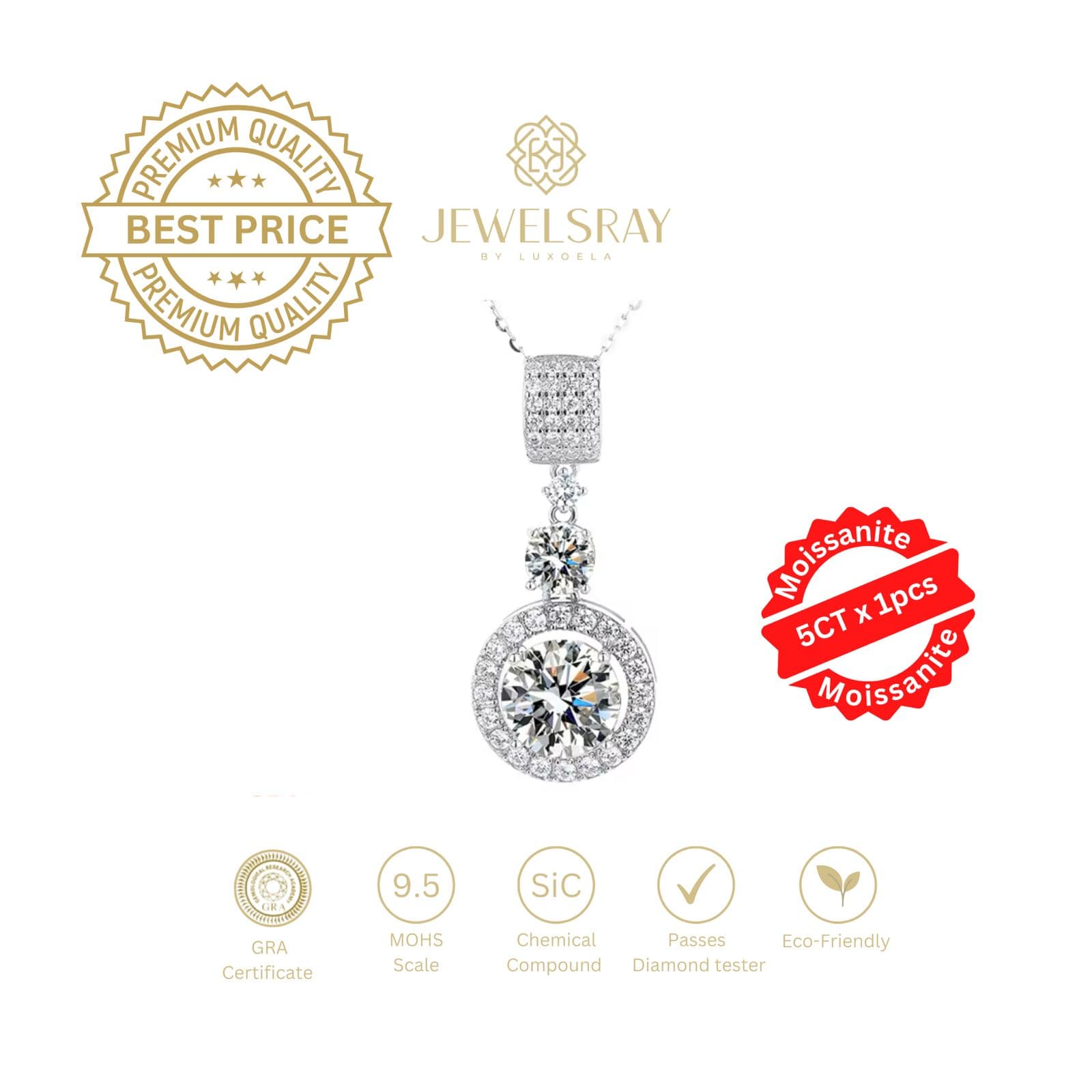 Kalung Alexia Quinn Moissanite Necklace Elegant Diamond Look Jewelry