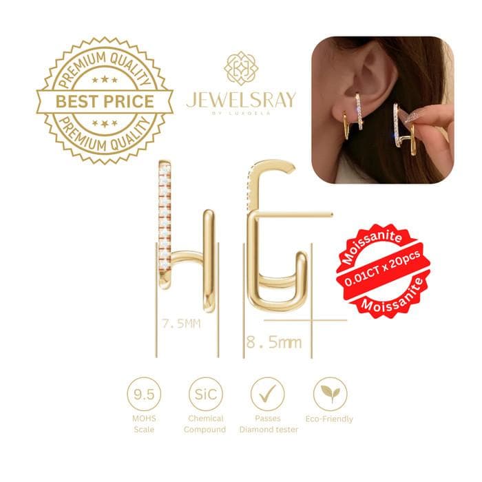 Anting Clarice Moissanite Earring Diamond Look Lamaran Tunangan Kawin