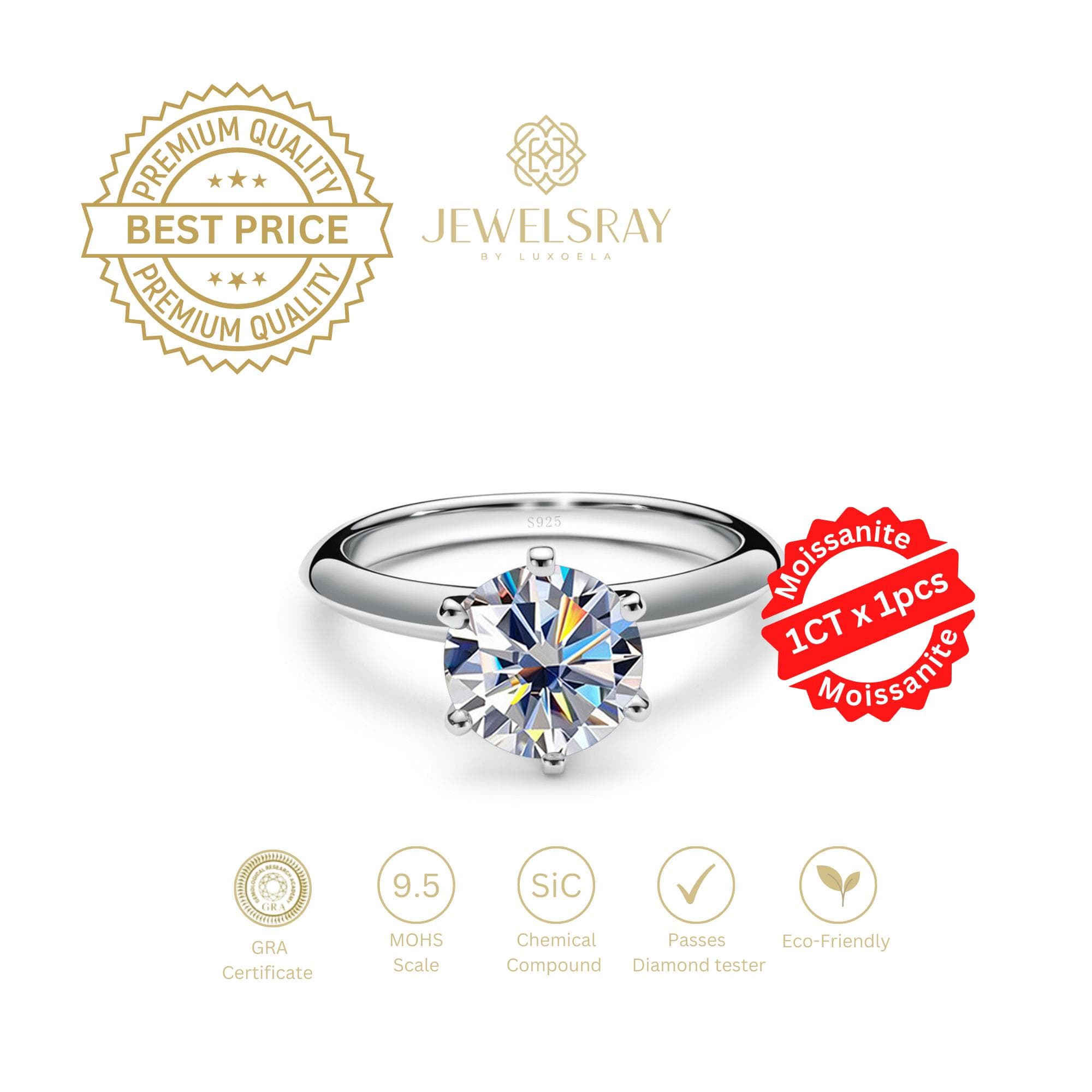 Cincin Kawin New Gaia Moissanite Ring Adjustable Diamond Look Lamaran