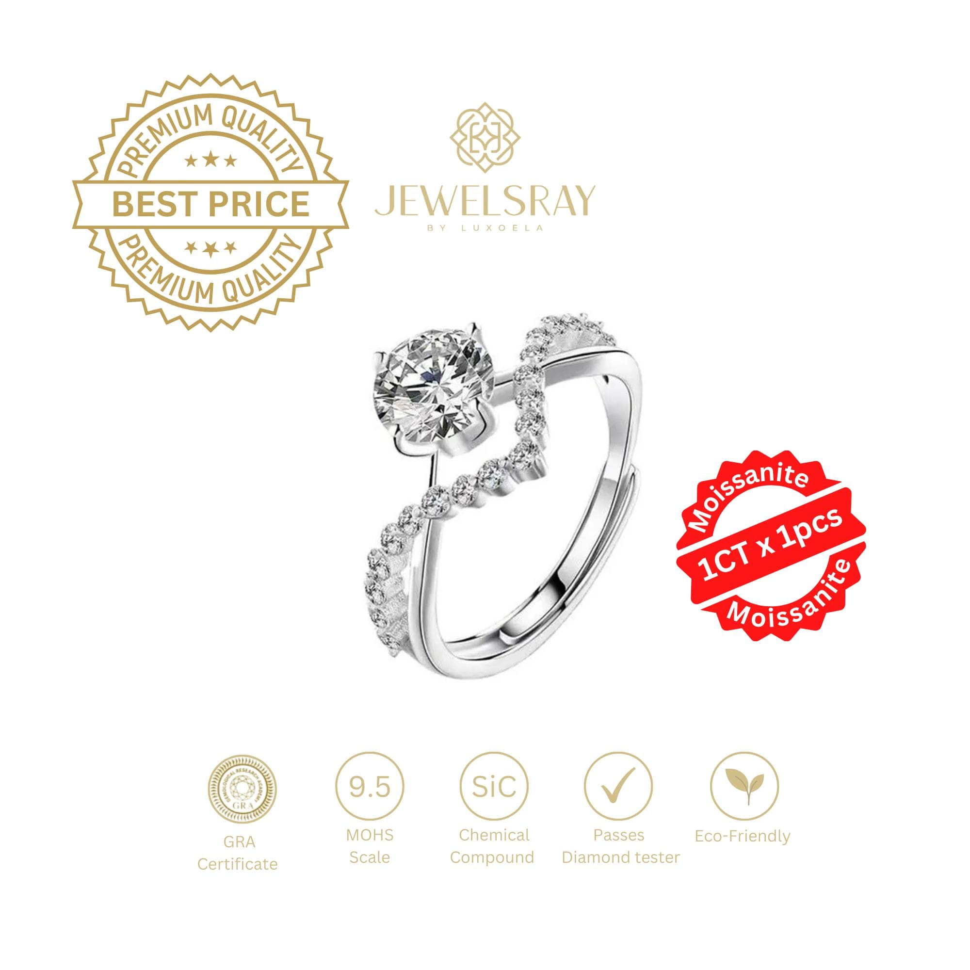 Cincin Hana Moissanite Ring Diamond Look Lamaran Kawin Tunangan