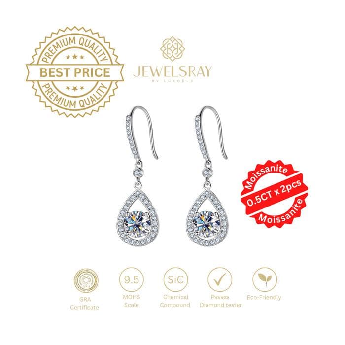 Anting Piru Moissanite Earrings Diamond Look Lamaran Kawin Tunangan
