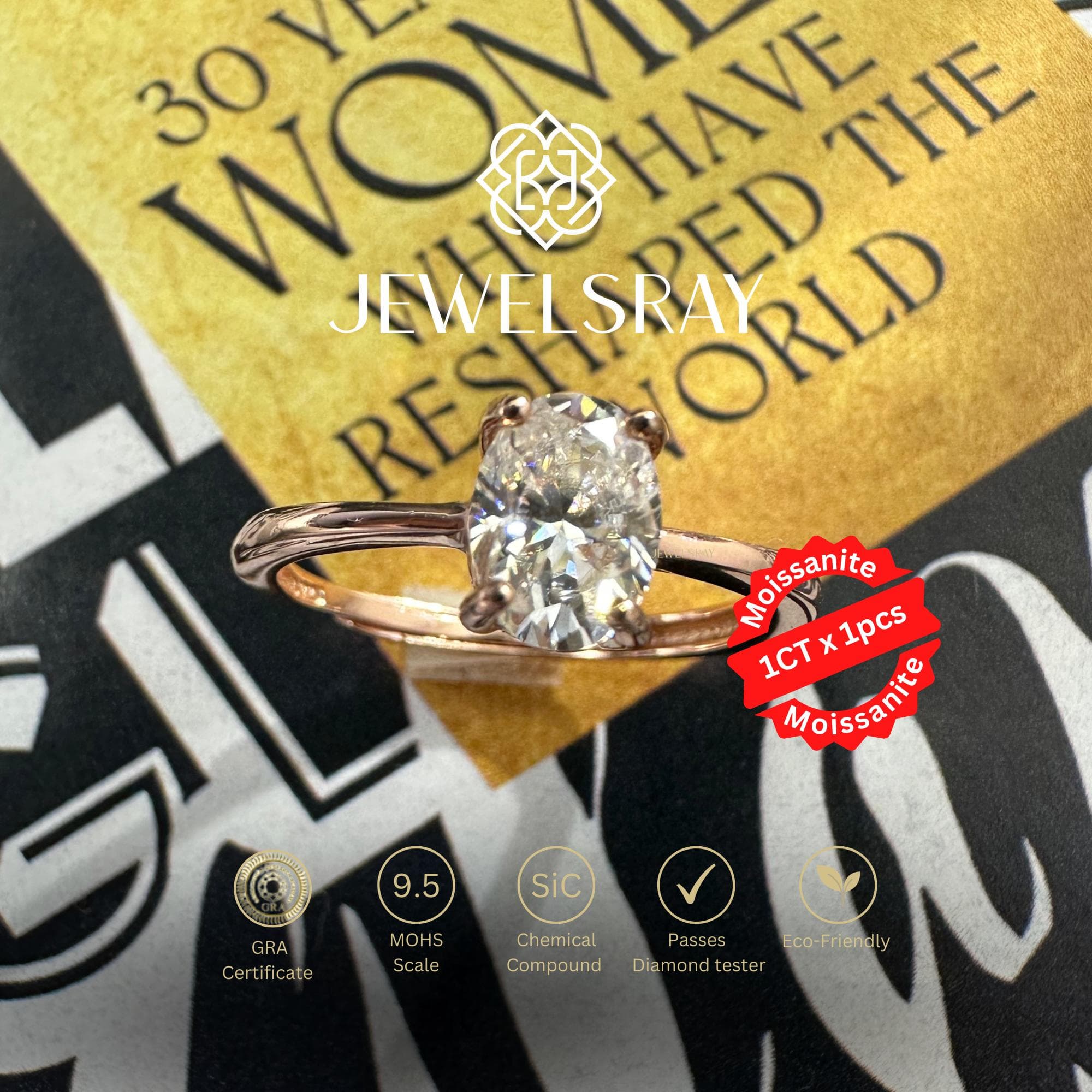 Cincin Kawin Diva Moissanite Oval Cut Ring Diamond Look Lamaran