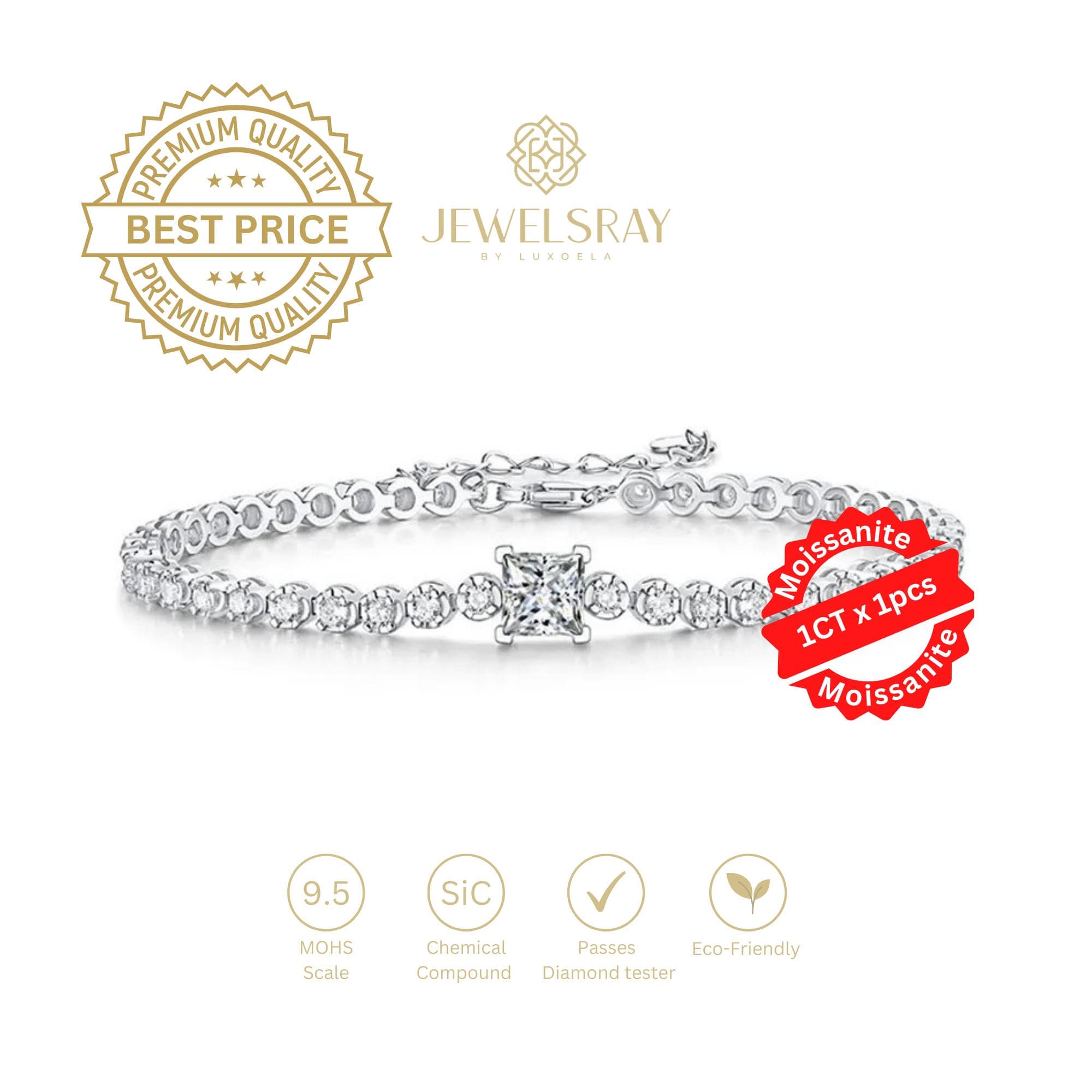Gelang Emillie Moissanite Bracelet Diamond Look Tunangan Kawin Lamaran