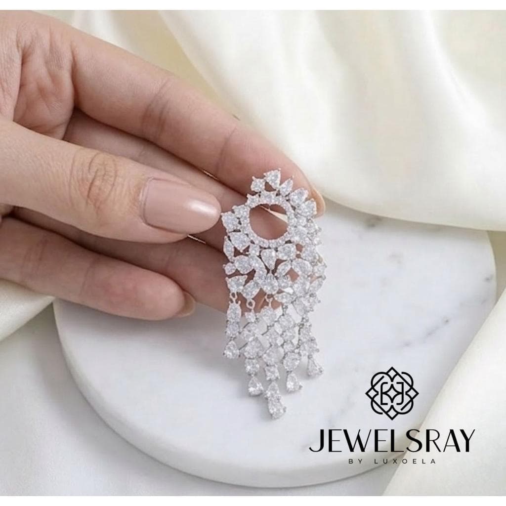 Anting Pesta Miami Earrings Perhiasan Tunangan Lamaran Kawin Fancy Wedding Elegant Engagement Married Bridal Jewelsray CZ Luxoela