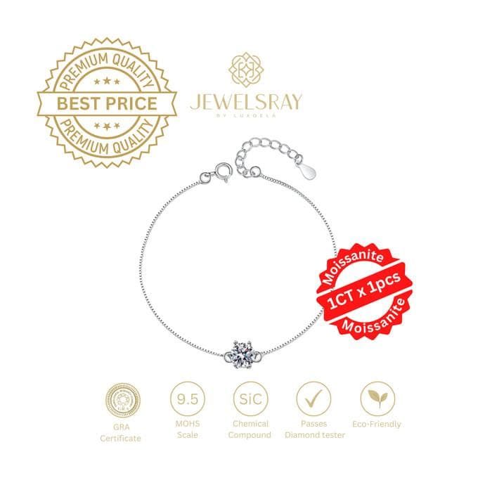 Gelang Eleanor Moissanite Bracelet Diamond Look Tunangan Kawin Lamaran