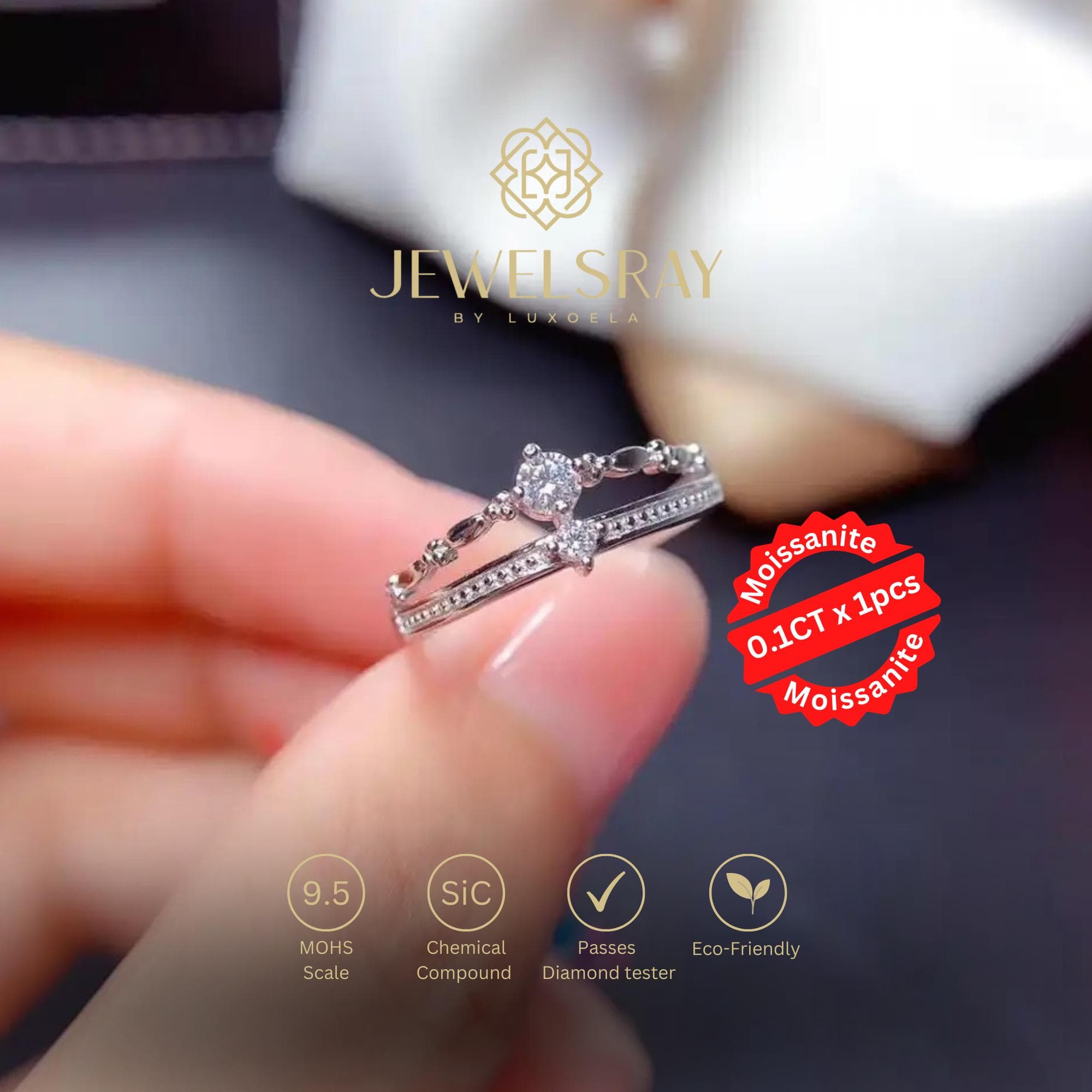 Cincin Kawin Estrella Moissanite Ring Adjustable Diamond Look Lamaran