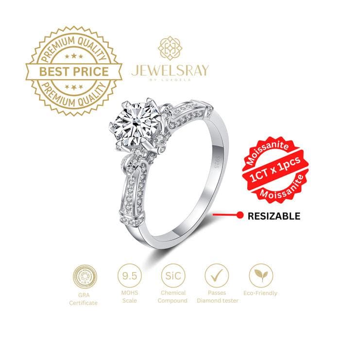 Cincin Jemima Moissanite Ring Diamond Look Lamaran Tunangan Kawin