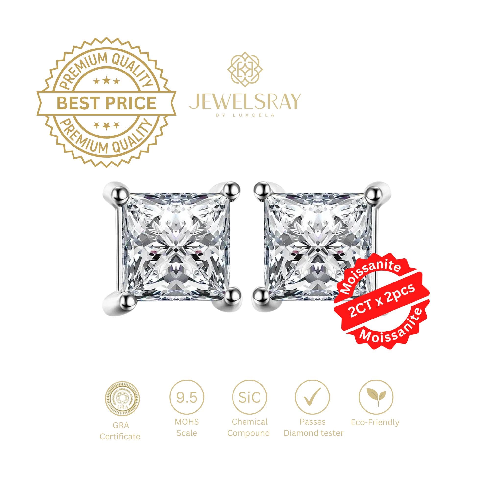 Anting Emillie Moissanite Earrings Diamond Look Lamaran Kawin Tunangan